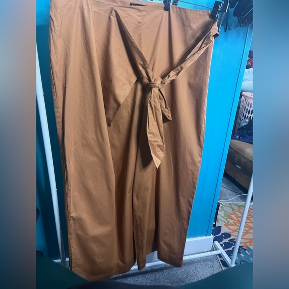 Eloquii Tie Waist Wide-Leg Pants in Bran 20 NWOT COTTON PANTONE STATEMENT boho - Picture 7 of 7